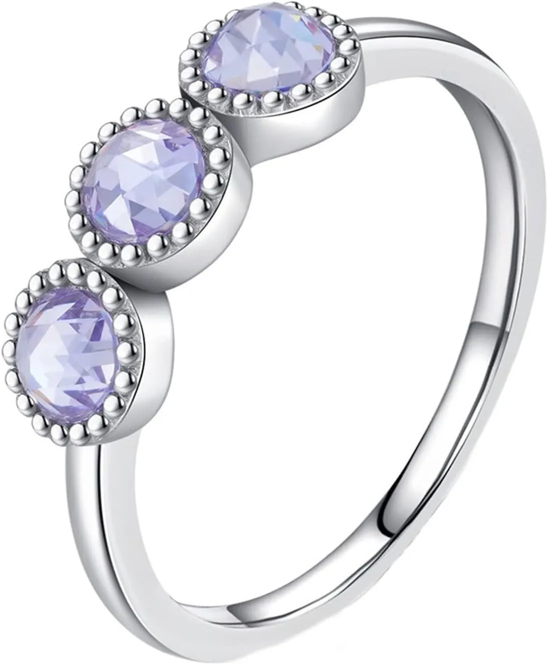 Rings gaseous stillness congest stew magical ethnic for Women Amethyst, Wedding Bands Vintage 9K/14K White Gold Round Shape Elegant Trendy Jewelry for Wife Engagement 
