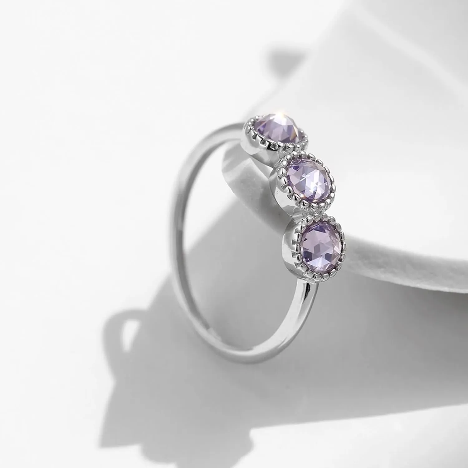 Rings gaseous stillness congest stew magical ethnic for Women Amethyst, Wedding Bands Vintage 9K/14K White Gold Round Shape Elegant Trendy Jewelry for Wife Engagement 