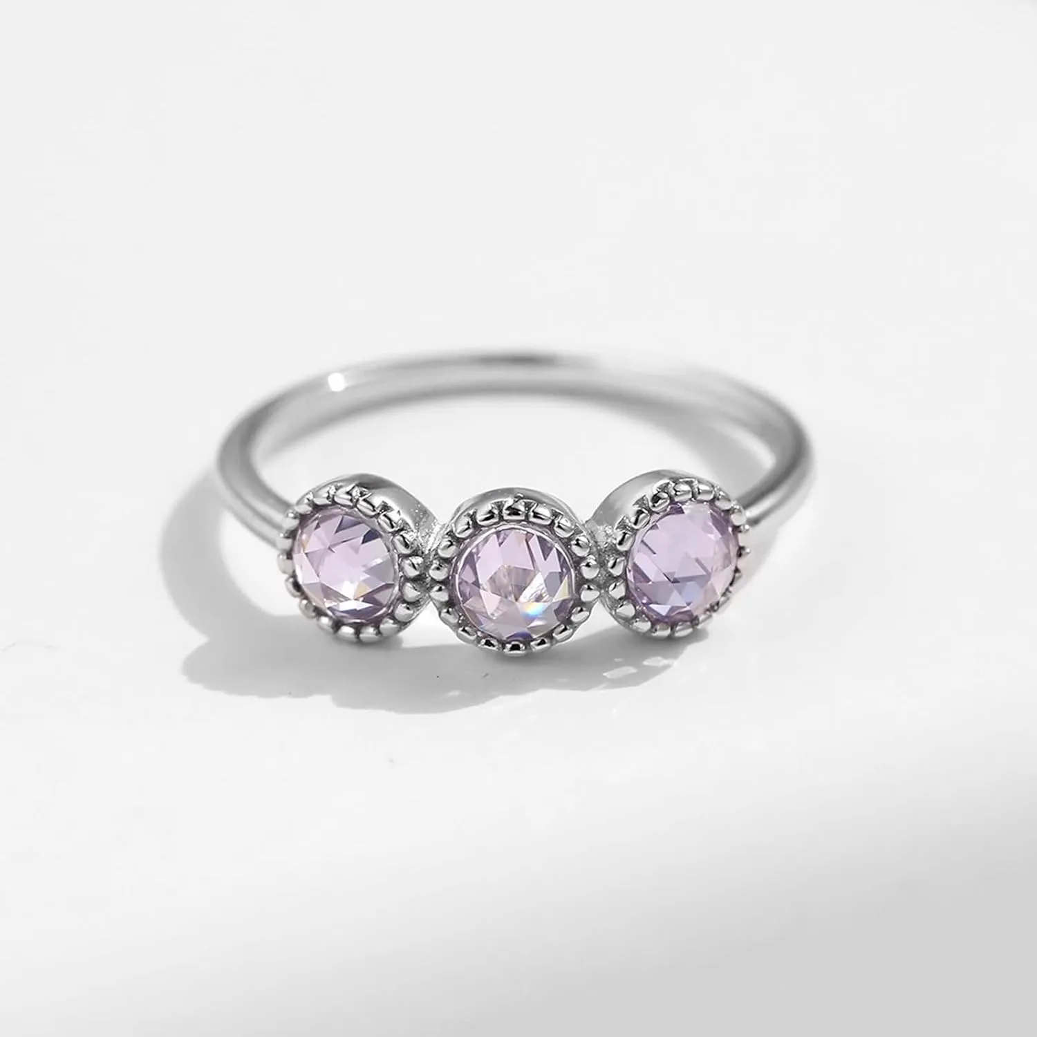 Rings gaseous stillness congest stew magical ethnic for Women Amethyst, Wedding Bands Vintage 9K/14K White Gold Round Shape Elegant Trendy Jewelry for Wife Engagement 