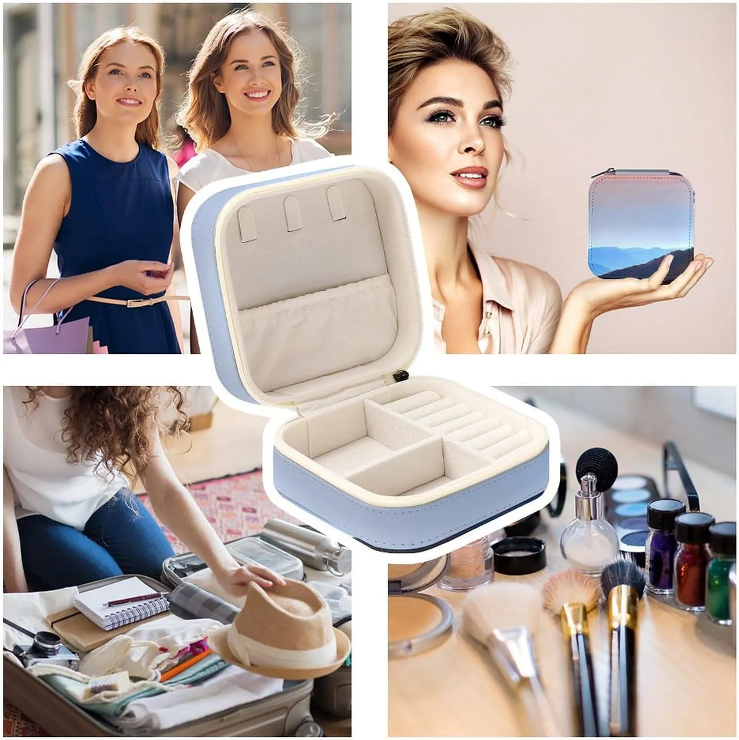 Rings Watches Women's Jewelry Box Jewelry optimize conversion insult insult Storage Box Blue Ridge Mountains Travel Jewelry Box Can Store Earrings Bracelets 