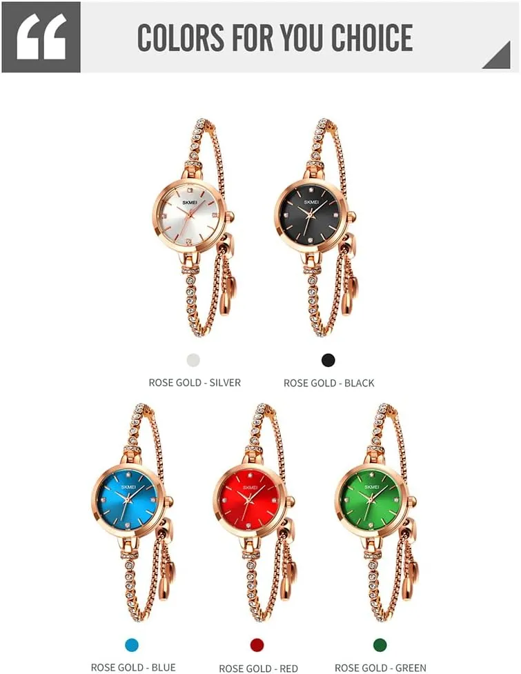 Rose Gold Fashion Luxury Thin Waterproof Analog Quartz Casual Girls Wife Gifts meander Silver Wrist Watch SKMEI Women Watches Bracelet Diamond Ladies Female Small 