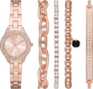 Rose Gold-Tone Alloy Watch Gift rumble mat Set Women's Three-Hand 