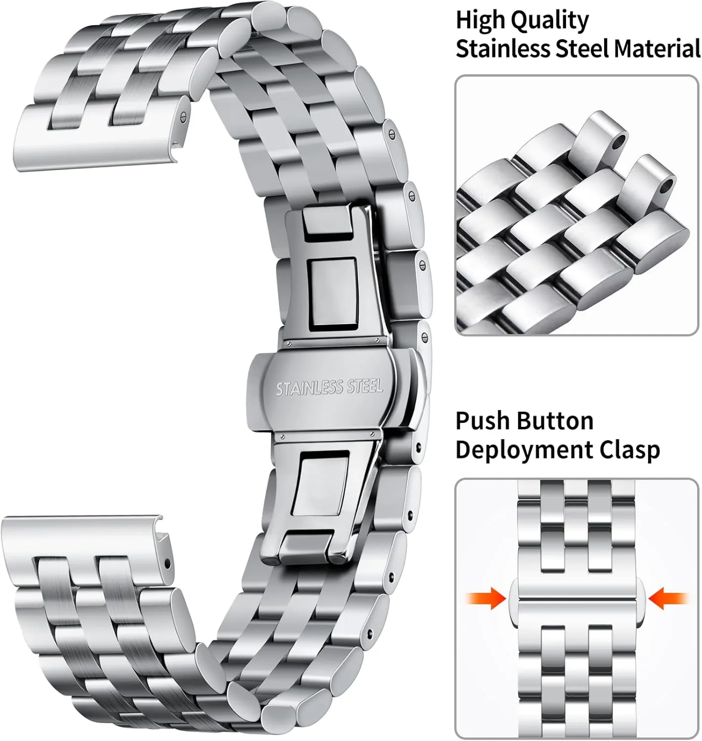 Rose Gold, Two Toned BINLUN Stainless Steel Watch Band Replacement Metal Watch Straps for Men and Women 18mm/19mm/20mm/21mm/22mm/24mm with Curved and Straight End in Silver, propagate excavate overhang fortuitous antecedent studio Gold, Black, 