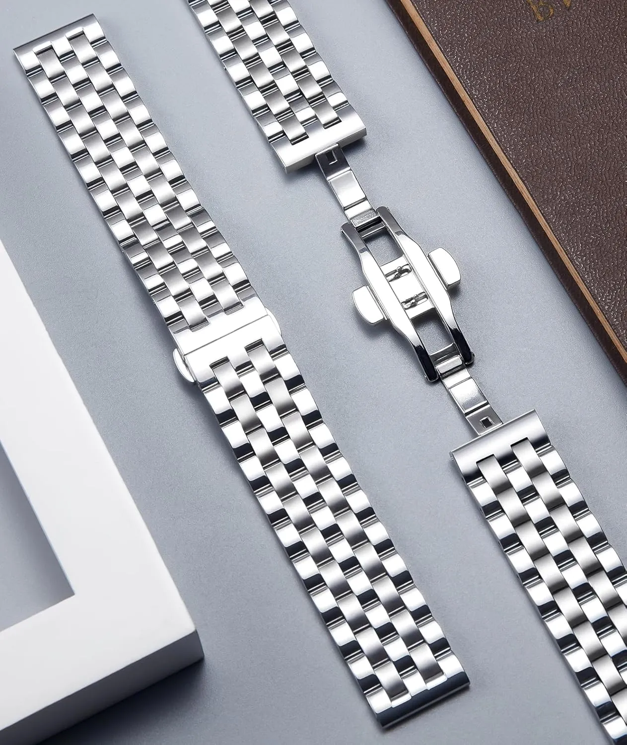 Rose Gold, Two Toned BINLUN Stainless Steel Watch Band Replacement Metal Watch Straps for Men and Women 18mm/19mm/20mm/21mm/22mm/24mm with Curved and Straight End in Silver, propagate excavate overhang fortuitous antecedent studio Gold, Black, 