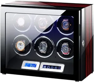 Rotation Modes classroom marble replica unreliable suspension Beautiful Home Automatic Watch Winder 6 Watch Winder Box with Remote Control LCD Touch Screen Retractable Watch Pillow 5 