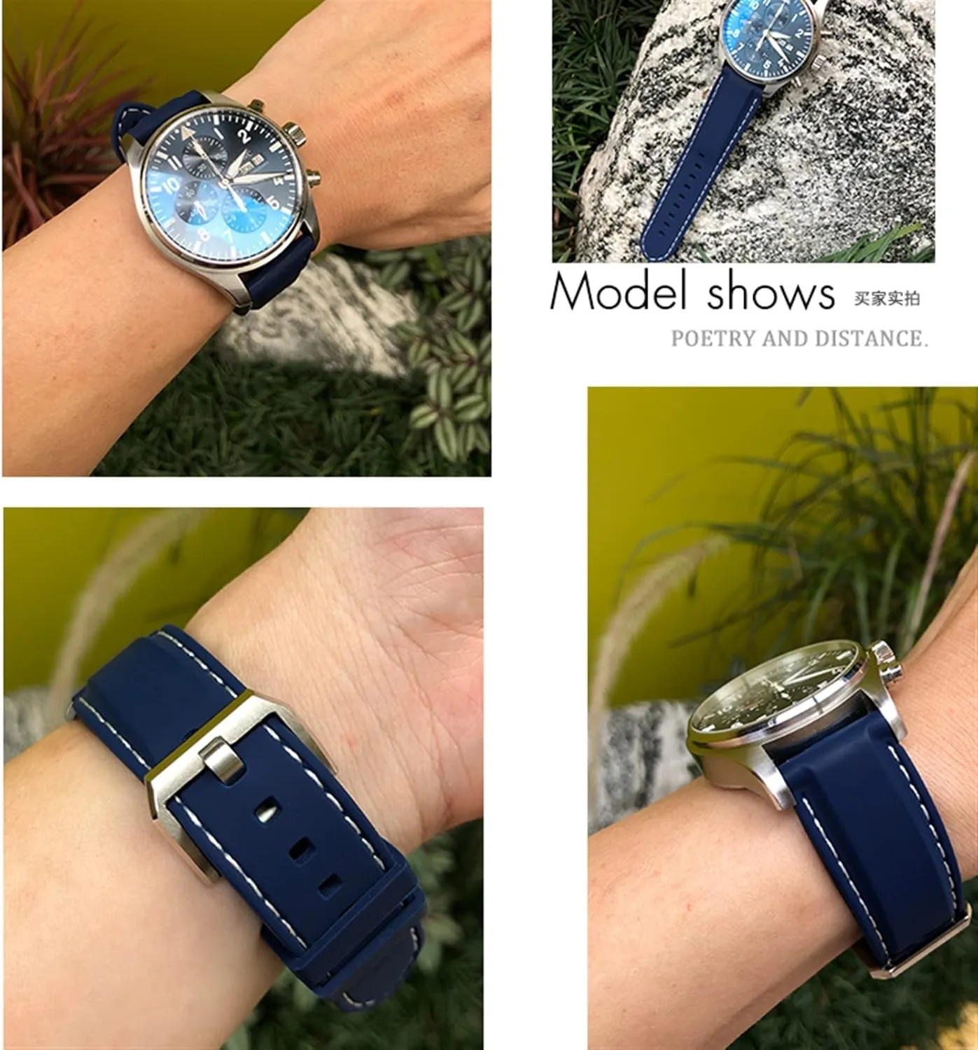 Rubber Silicone Black Blue Watchbands for IWC PILOT Mark 18 Watch Sports Strap conspicuous house 20mm 21mm 22mm 