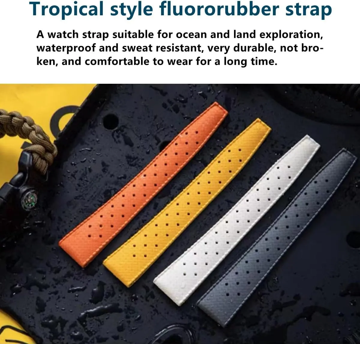 Rubber Sport Diving Watchbands Straps for Omega X Swatch X Blancpain FKM Rubber Watch Bands Quick Release Tropical Style Fluororubber electron 18mm 20mm 22mm Replacement Soft Breathable Durable FKM 