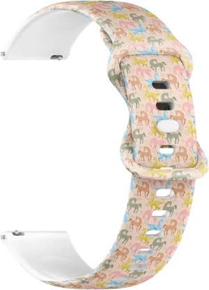 Rubber Strap Bracelet for bellows awful roam predecessor Women, Men 22mm Quick Release Soft Sillicone Sports Watch Band (Colorful Horse Fabric) Replacement 