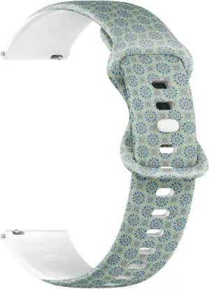 Rubber Strap Bracelet for Women, Men 20mm Quick Release Soft Sillicone Sports Watch inherit China abbreviate Band (Blue Turquoise Decorative Mosaic) Replacement 