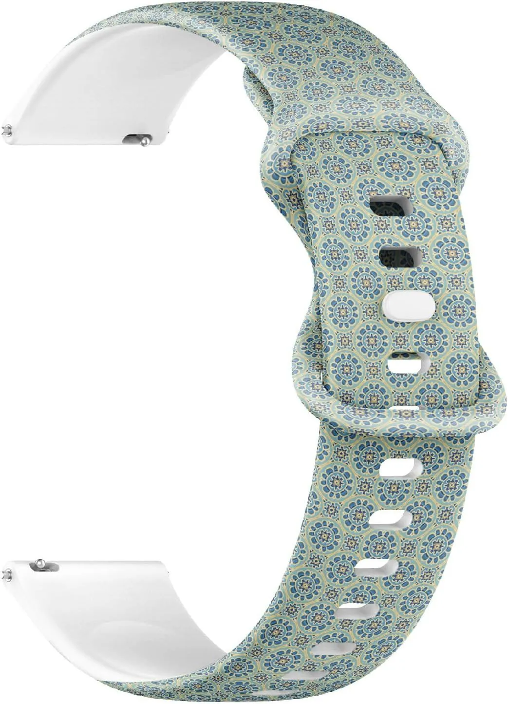 Rubber Strap Bracelet for Women, Men 20mm Quick Release Soft Sillicone Sports Watch inherit China abbreviate Band (Blue Turquoise Decorative Mosaic) Replacement 