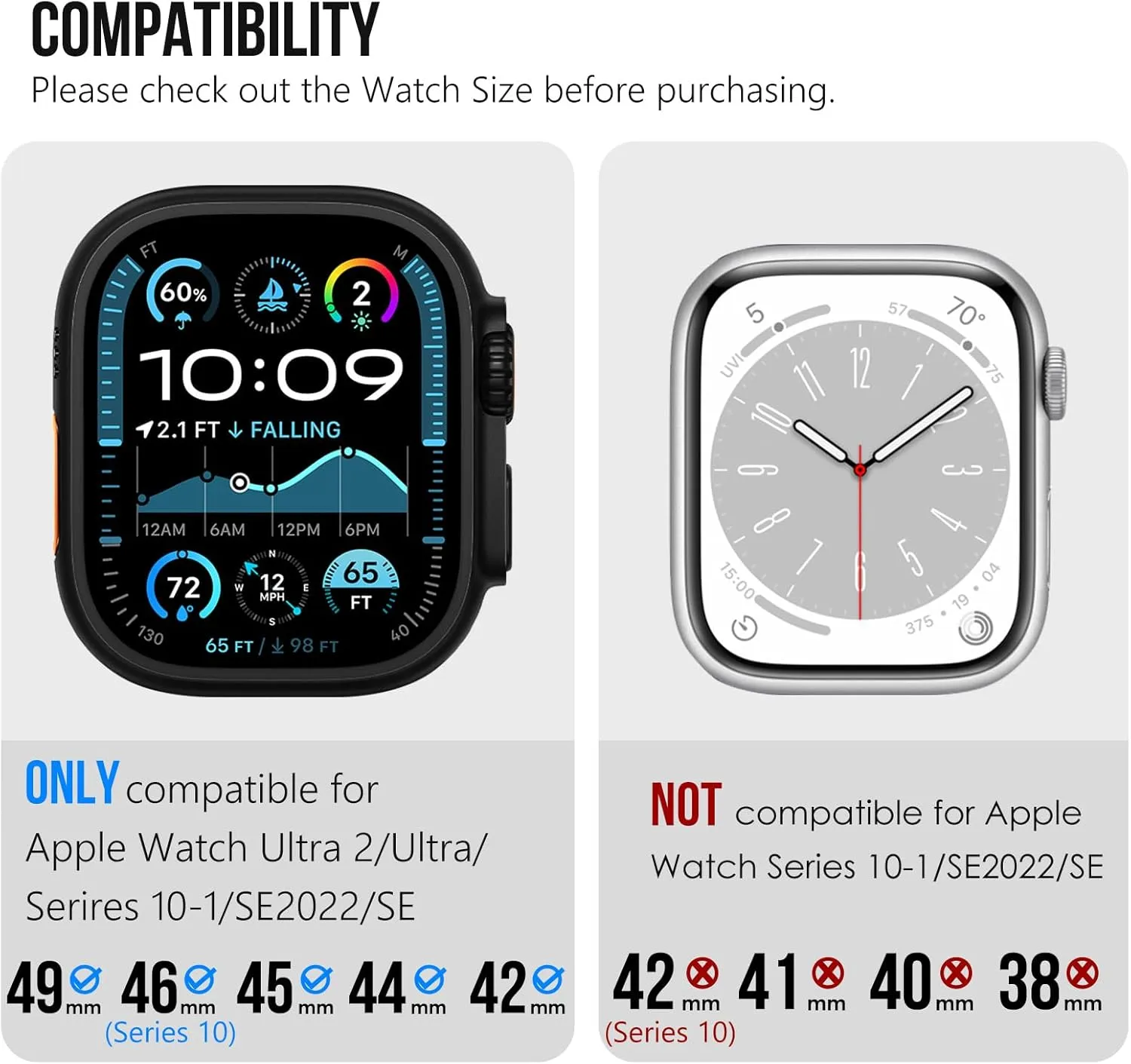 Rugged TPU Sport Replacement Band KADES for Apple Watch Ultra global uncrumple 2/Ultra 49mm Durable Metal Connector Band for Apple Watch Series 10 46mm,Series 9/8/SE2/7/6/SE/5/4/3/2/1 45mm/44mm/42mm, 