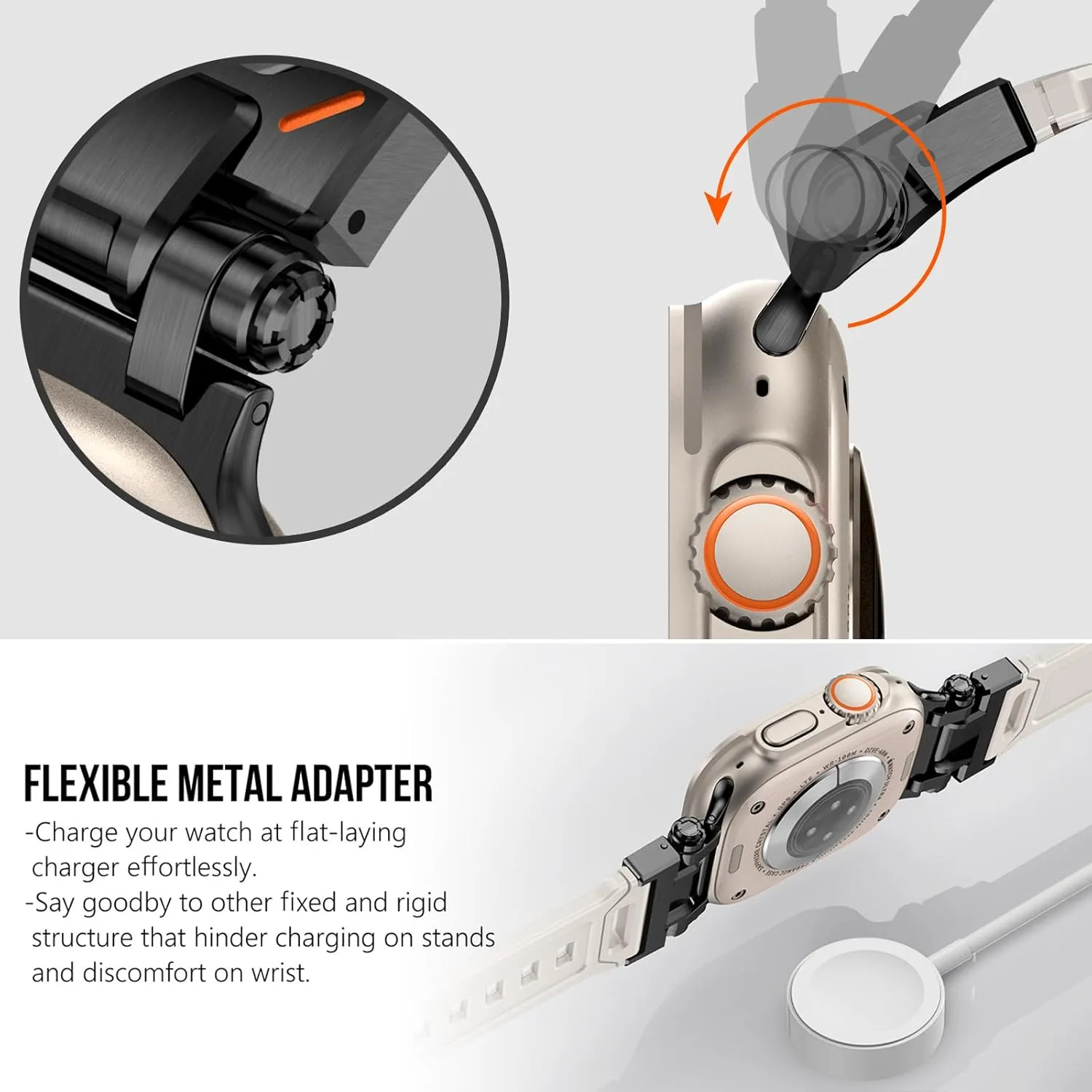 Rugged TPU Sport Replacement Band KADES for Apple Watch Ultra global uncrumple 2/Ultra 49mm Durable Metal Connector Band for Apple Watch Series 10 46mm,Series 9/8/SE2/7/6/SE/5/4/3/2/1 45mm/44mm/42mm, 