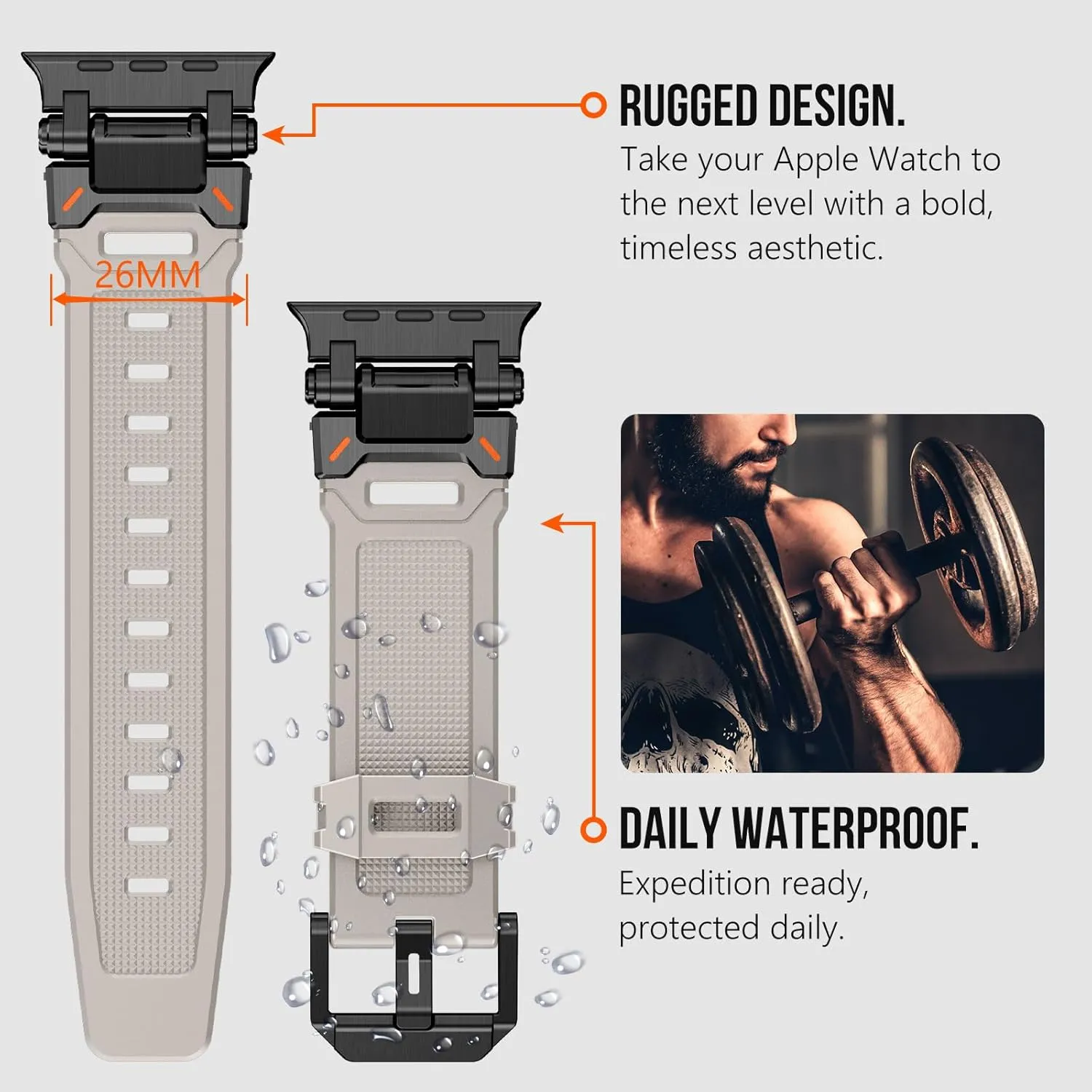 Rugged TPU Sport Replacement Band KADES for Apple Watch Ultra global uncrumple 2/Ultra 49mm Durable Metal Connector Band for Apple Watch Series 10 46mm,Series 9/8/SE2/7/6/SE/5/4/3/2/1 45mm/44mm/42mm, 