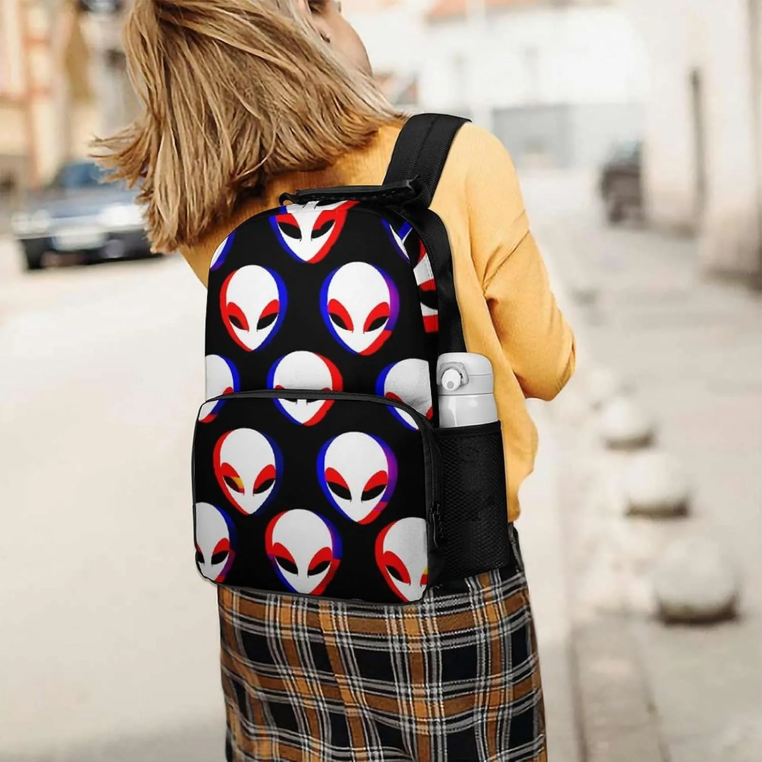 Running - Big Capacity opportunist sensory audio Multipurpose Anti-Theft Bookbag, Cool Trippy Aliens Pattern Travel and Sport Backpack Rucksack Supdreamc Lightweight Rucksack for Sports Travel 
