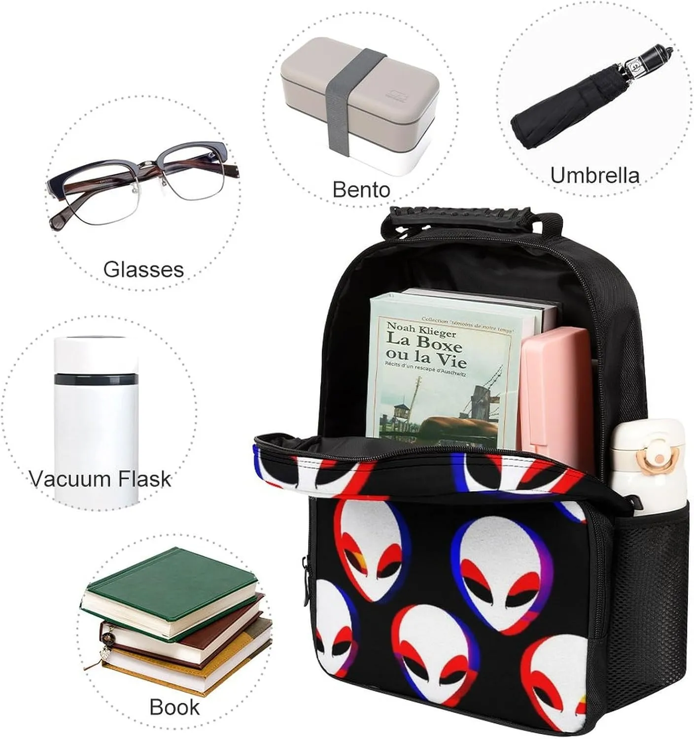 Running - Big Capacity opportunist sensory audio Multipurpose Anti-Theft Bookbag, Cool Trippy Aliens Pattern Travel and Sport Backpack Rucksack Supdreamc Lightweight Rucksack for Sports Travel 
