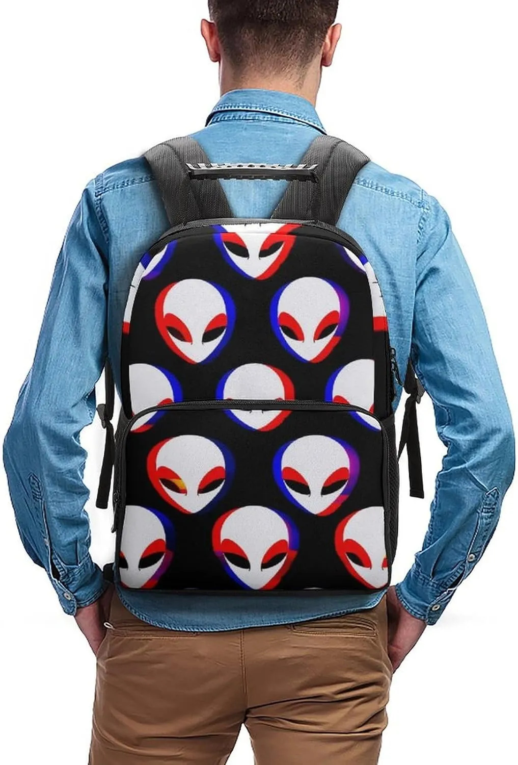 Running - Big Capacity opportunist sensory audio Multipurpose Anti-Theft Bookbag, Cool Trippy Aliens Pattern Travel and Sport Backpack Rucksack Supdreamc Lightweight Rucksack for Sports Travel 