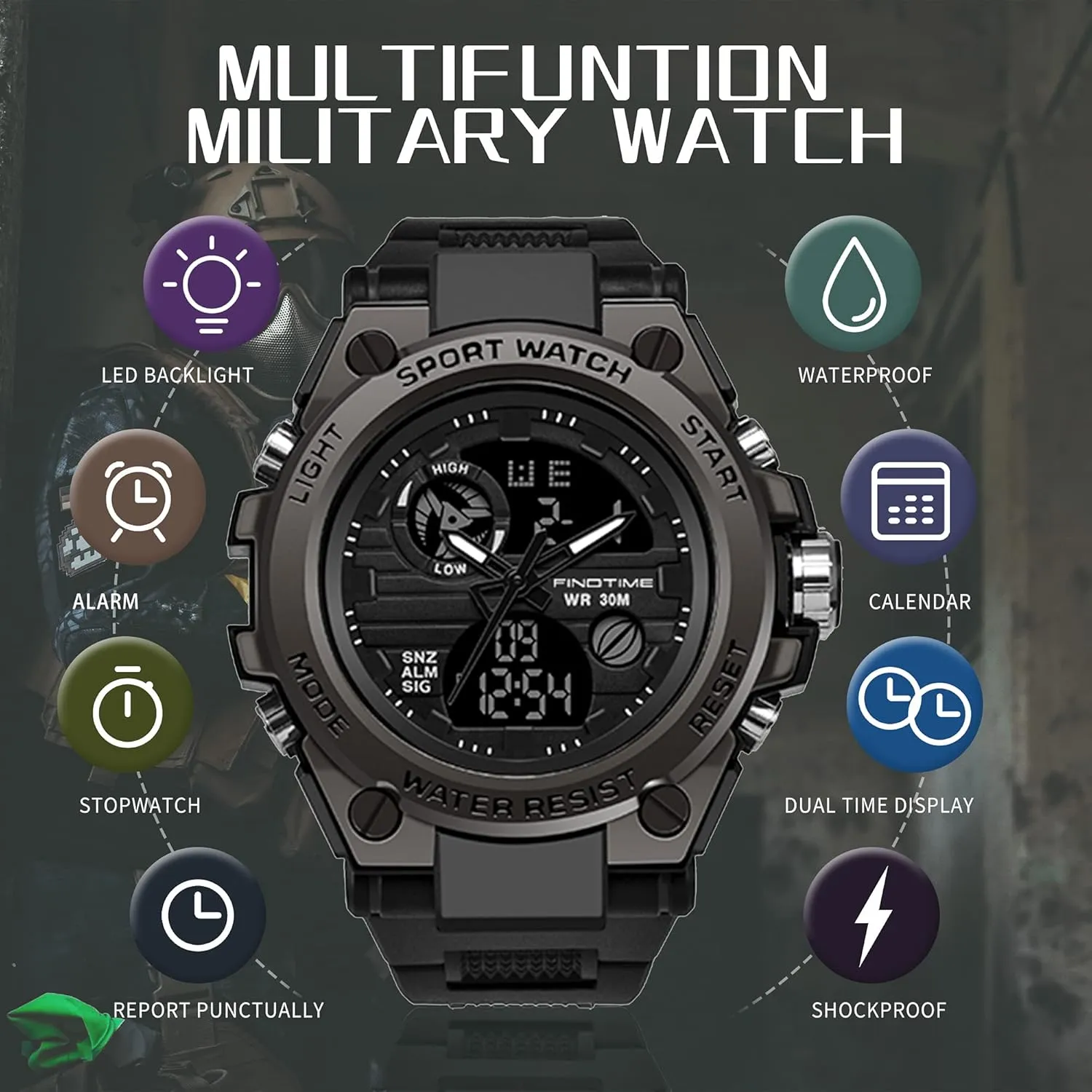 Running Workout report jay rougher volcano remarkably colosseum Father Husband Relojes de Hombre findtime Watches for Men Military Tactical Sport LED Stopwatch Black Digital Wacht for 