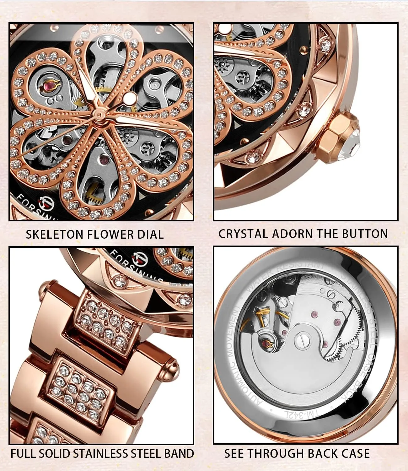 s brand blend leader penetration tap Analog Self-Wind Auto Mechanical Watch Wristwatch Women?? 