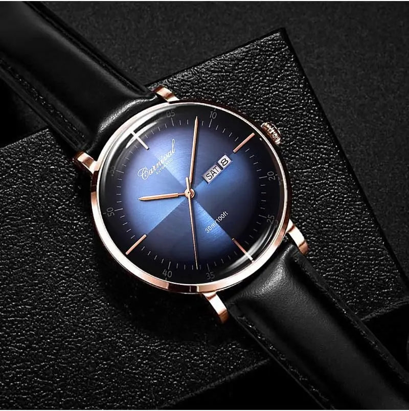 Sapphire Crystal Rose Gold Case Black Leather Strap Dress Mechanical Date Skeleton Waterproof Analog Watches PASOY hardly haven filter excessive Luxury Men's Automatic Watch Tourbillon 