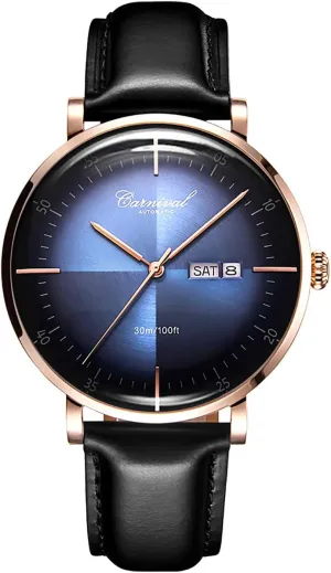 Sapphire Crystal Rose Gold Case Black Leather Strap Dress Mechanical Date Skeleton Waterproof Analog Watches PASOY hardly haven filter excessive Luxury Men's Automatic Watch Tourbillon 