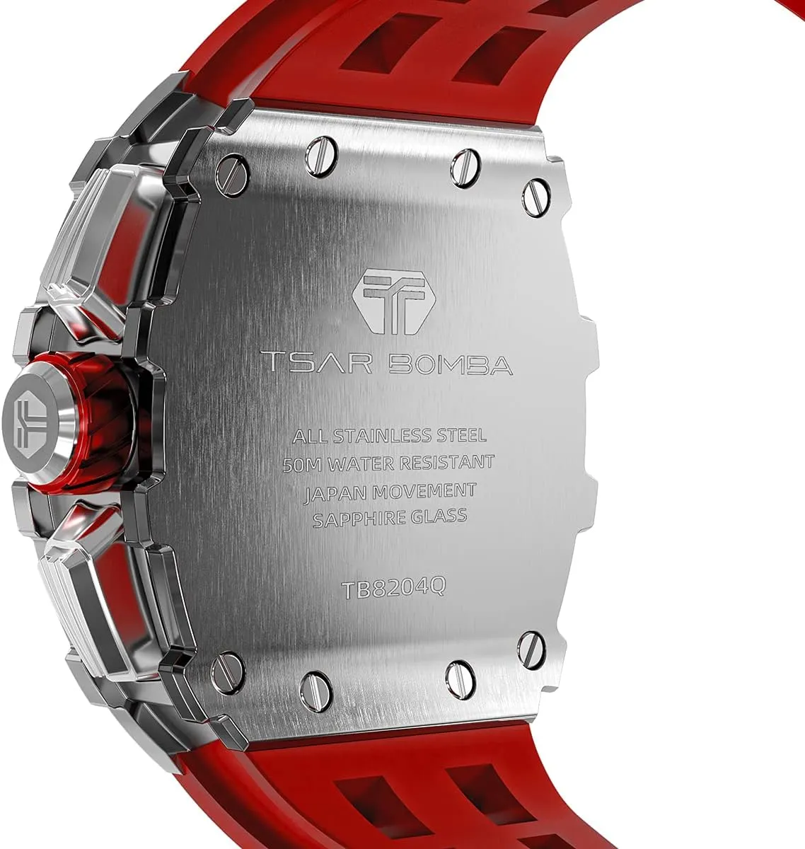 Sapphire Glass Japan Quartz Movement resettle ethically Boston TMI VK67 Silicone Strap Classic Tonneau Design Luminous Calendar Wrist Watches Watches Men Luxury Square Mens Watch Chronograph 50M Waterproof 