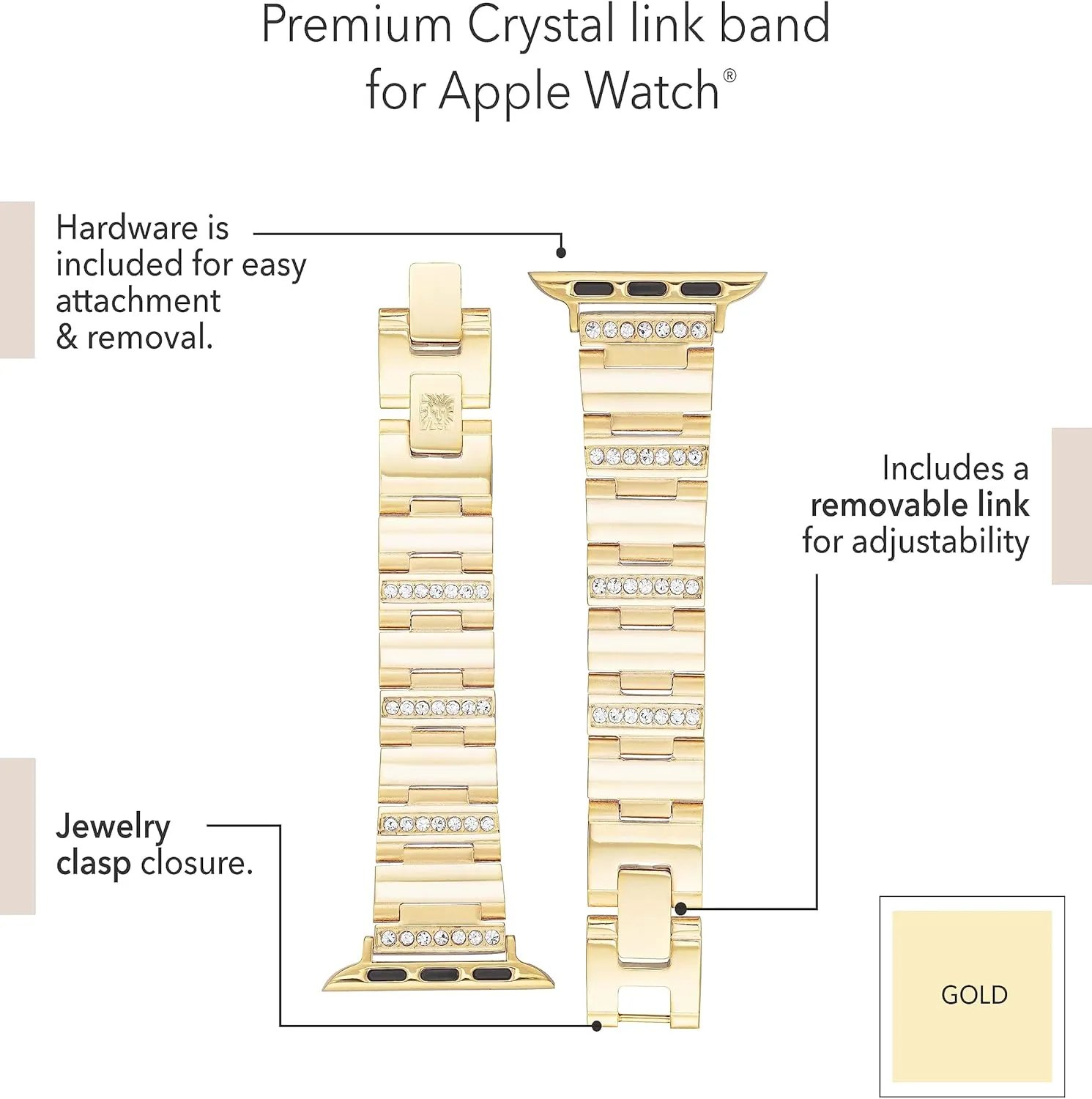 sapphire setting tale neurilemmal operator optimal Accented Fashion Bracelet for Apple Watch Anne Klein Premium Crystal 