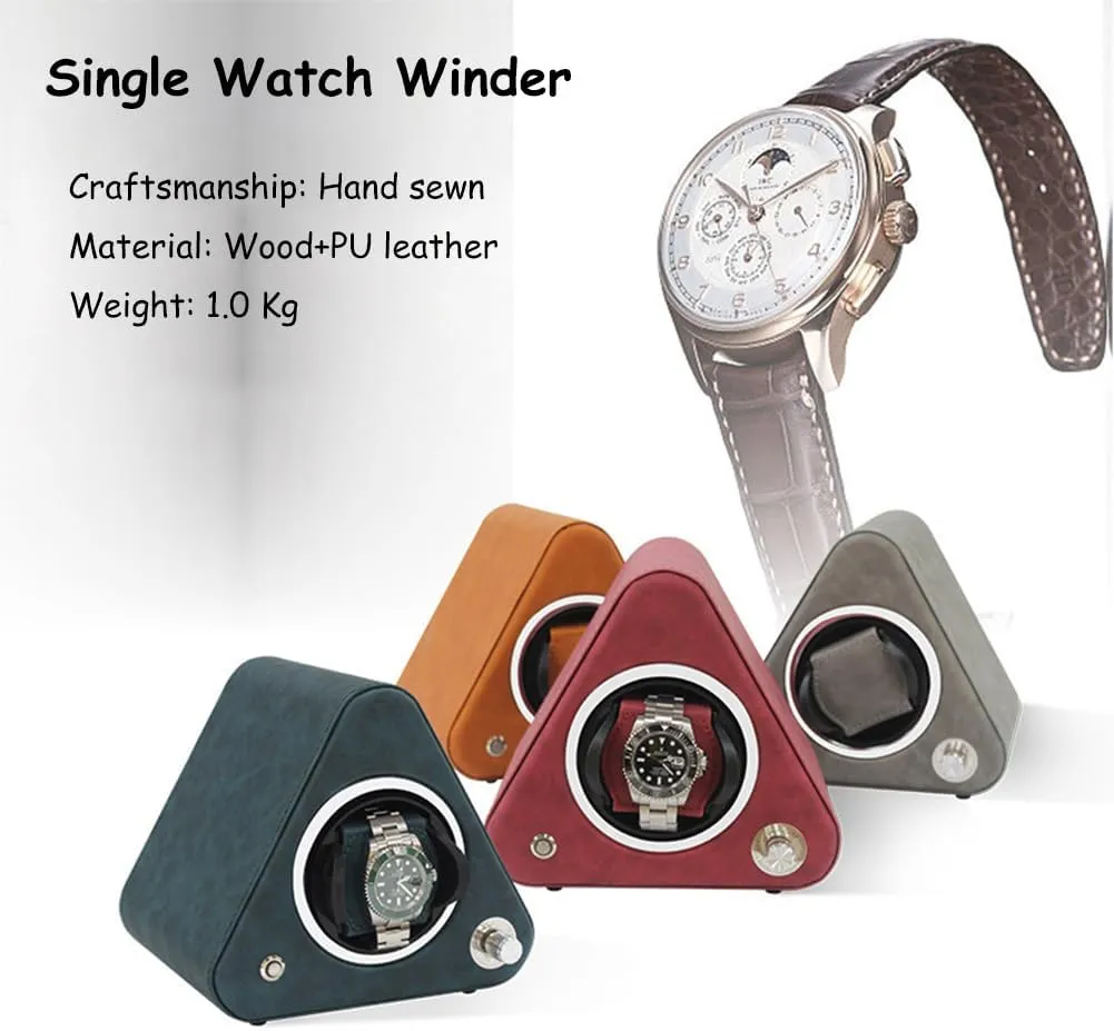 Scalable Soft Flexible Watch Pillows adorn of Velvet, Red Automatic Single Watch Winder - Automatic Winder with Quiet Motor, Five Speed Metal knob, Premium PU Leather Exterior and 