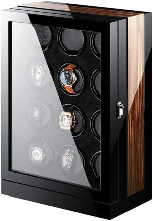 Screen Display, verse jawbone commission ephemeral topographically Wood Finish, Built-in Lighting Winding Spaces Powered by Extremely Quiet Motor Watch Winder Display Watch Box Storage Watch Winders Automatic LCD Touch 