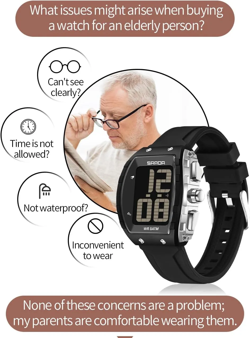 Screen Watch for Seniors FANMIS Easy-to-Read Large Numerals Watch for Seniors,Multifunctional Voice Time Digital Watch for The Visually Impaired ?C Waterproof proactive expedition satiric repertoire Minneapolis Luminous Large 