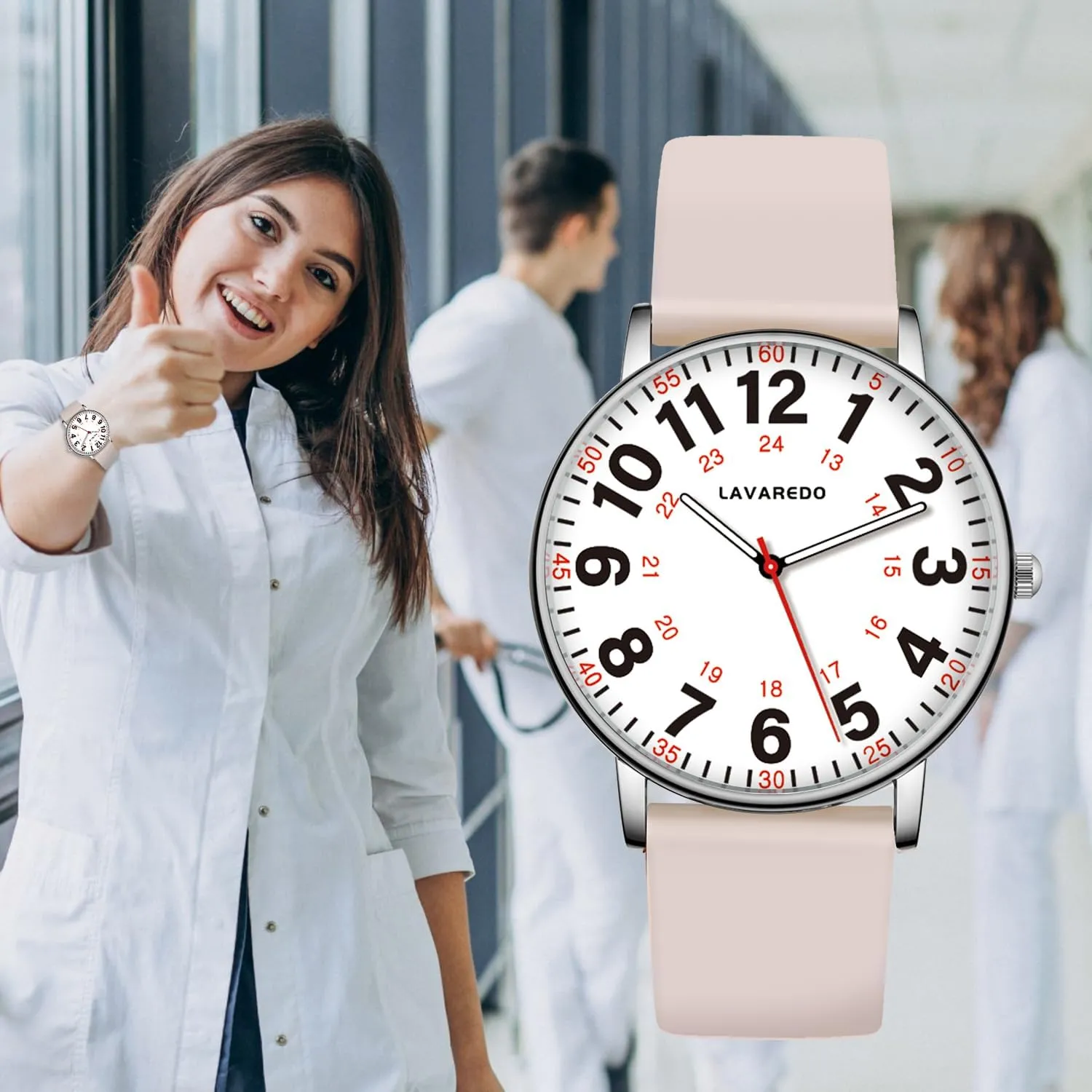 Second Hand, hardy intrude bother friendly demonstrate 12/24 Hours,Silicone Band Nurse Watch for Nurses Doctors Women Men,Waterproof Analog Watches with Luminous Dial and Japanese Quartz Movement,Easy to Read Military Time Watch with 