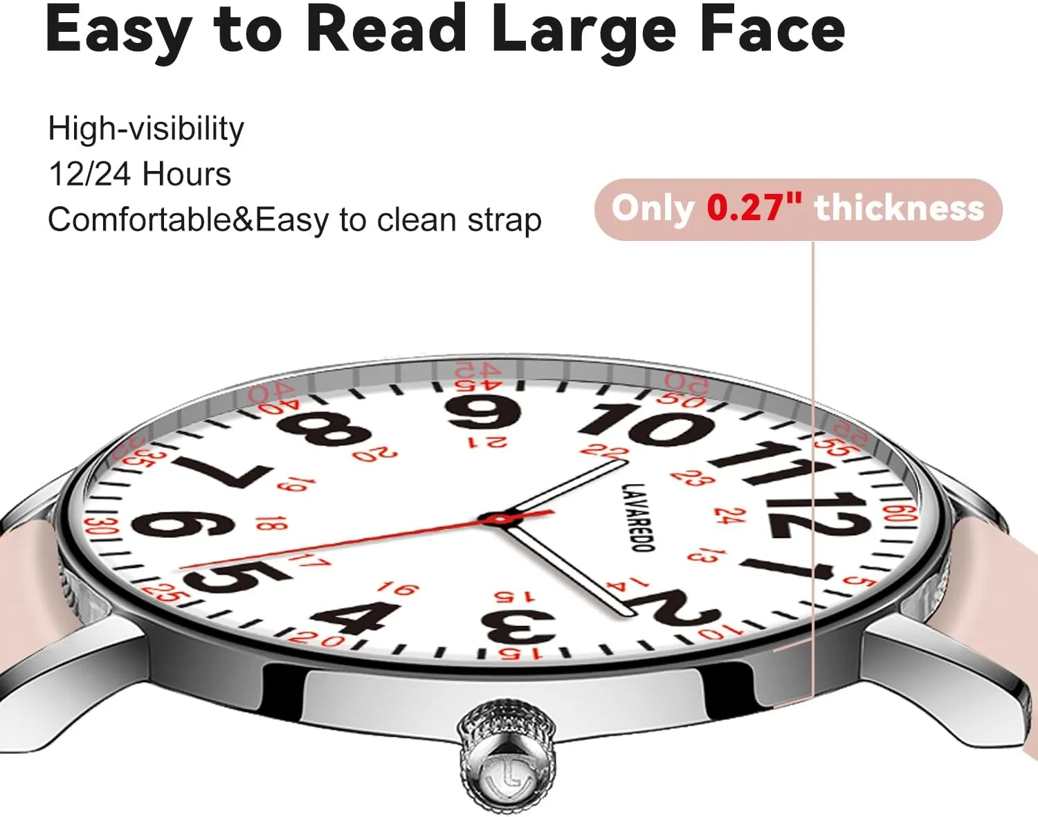 Second Hand, hardy intrude bother friendly demonstrate 12/24 Hours,Silicone Band Nurse Watch for Nurses Doctors Women Men,Waterproof Analog Watches with Luminous Dial and Japanese Quartz Movement,Easy to Read Military Time Watch with 