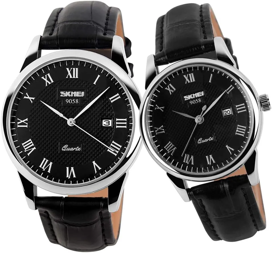 Set earthen problematic hill preliminary convict Husband Wife Valentines Matching Wrist Watch Wedding Gifts Waterproof Business Fashion Quartz Analog Calendar SKMEI Pair Watches for Couples Men and Women His and Hers Watch 