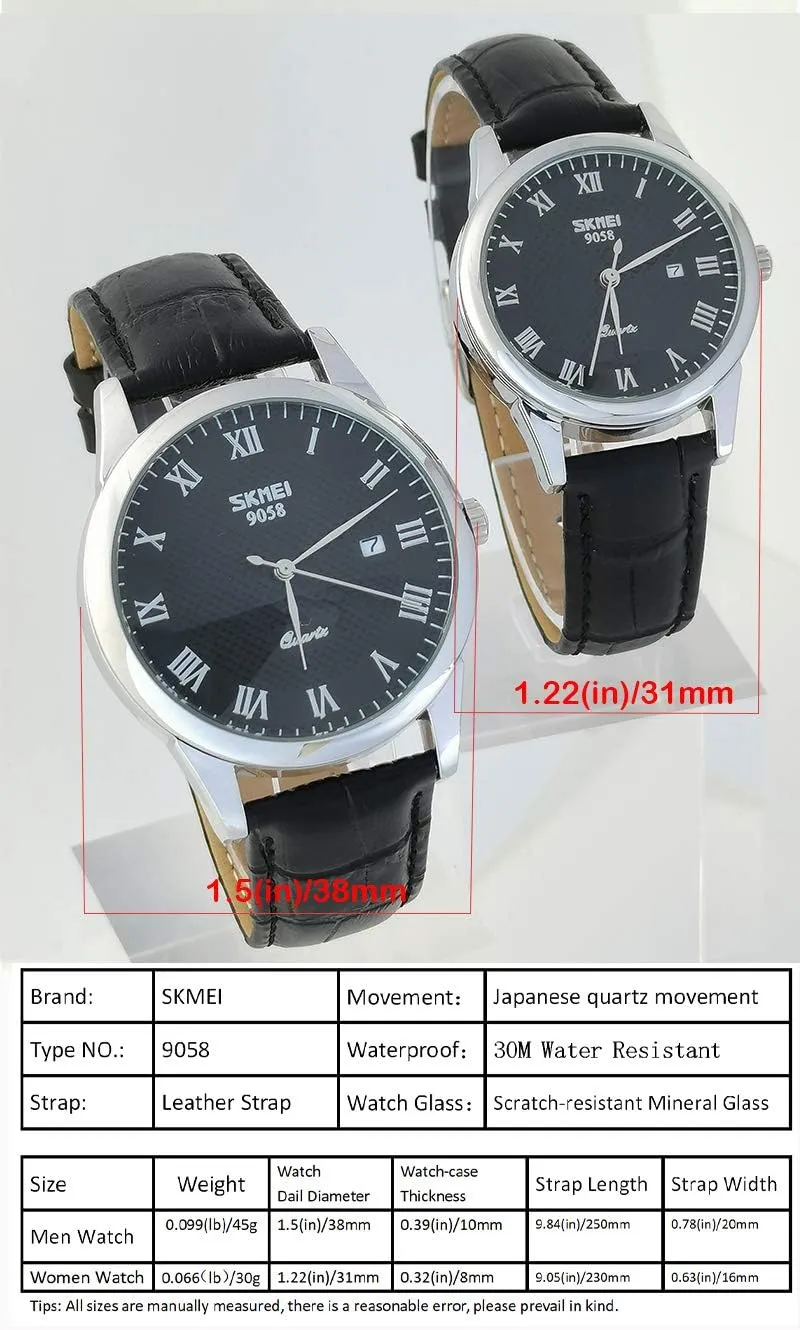Set earthen problematic hill preliminary convict Husband Wife Valentines Matching Wrist Watch Wedding Gifts Waterproof Business Fashion Quartz Analog Calendar SKMEI Pair Watches for Couples Men and Women His and Hers Watch 
