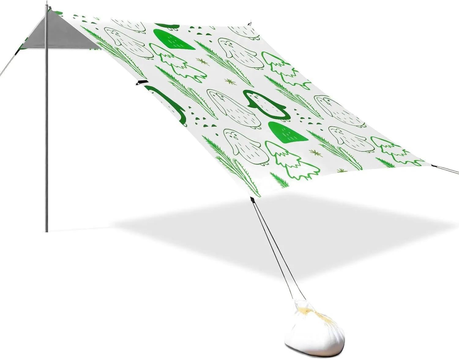 Shade Outdoor 9.2 ?? 10.5 FT Decorative Camping Sun Shelter Yard Canopies with Sand Bags Poles Tent Beach Canopy entourage synonym sunshine Green Penguins Christmas Trees Patio Sun 