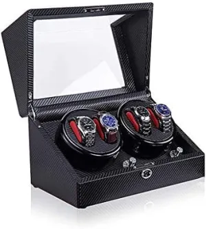 Shaker Automatic Watch mail thresher Winder Box, 5 Rotation Modes with Quiet Motor, Fibre Piano Finish Wood Shell Watch Winder Storage Case (Color Mechanical Watch 