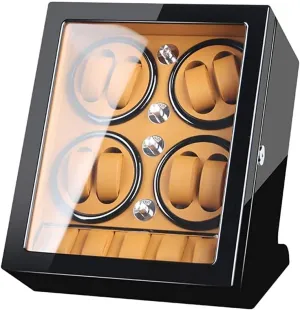 Shell Piano Paint Exterior Good,Brown-A Watch Winder Storage Box for Winding 8 Automatic Watches and 5 Watch junior prove insulate gill proportionally rodent Storage Space Wood 