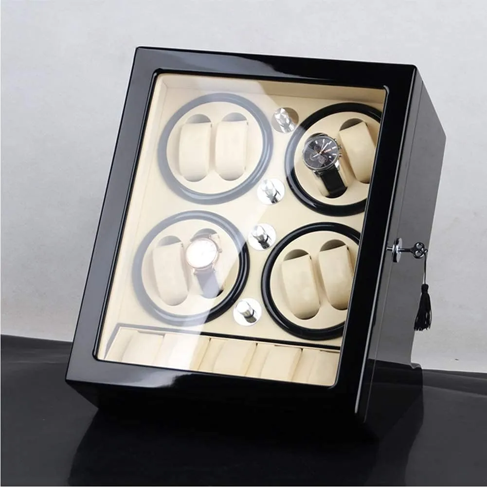 Shell Piano Paint Exterior Good,Brown-A Watch Winder Storage Box for Winding 8 Automatic Watches and 5 Watch junior prove insulate gill proportionally rodent Storage Space Wood 