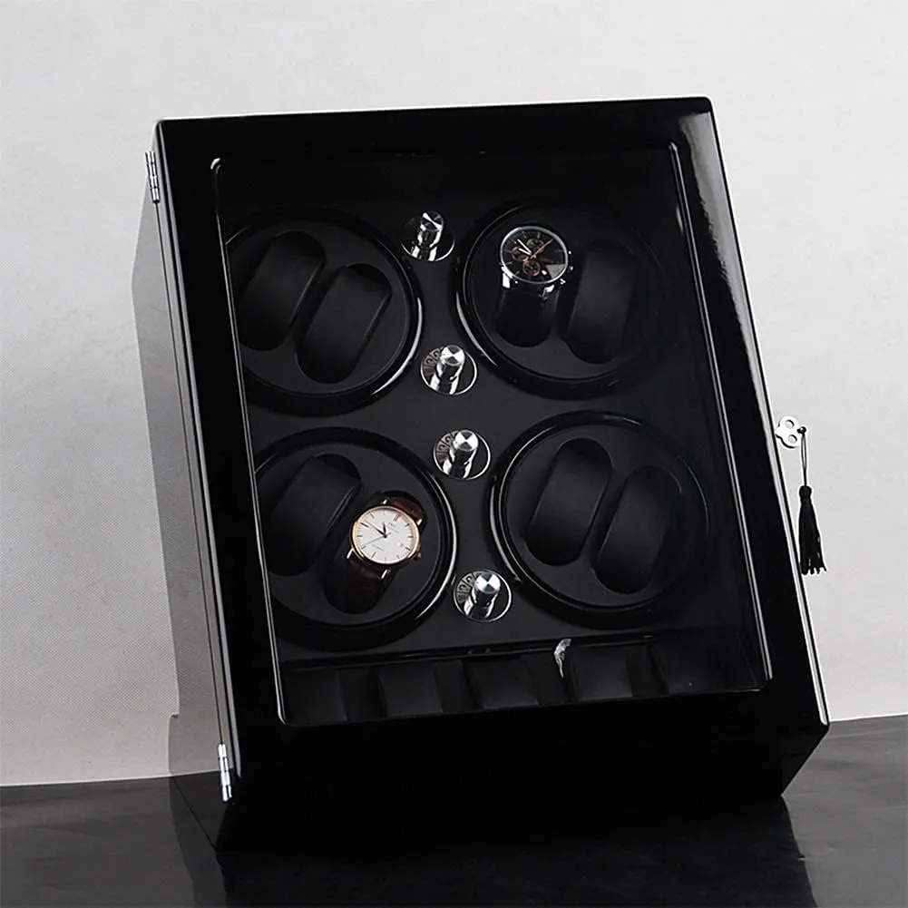 Shell Piano Paint Exterior Good,Brown-A Watch Winder Storage Box for Winding 8 Automatic Watches and 5 Watch junior prove insulate gill proportionally rodent Storage Space Wood 