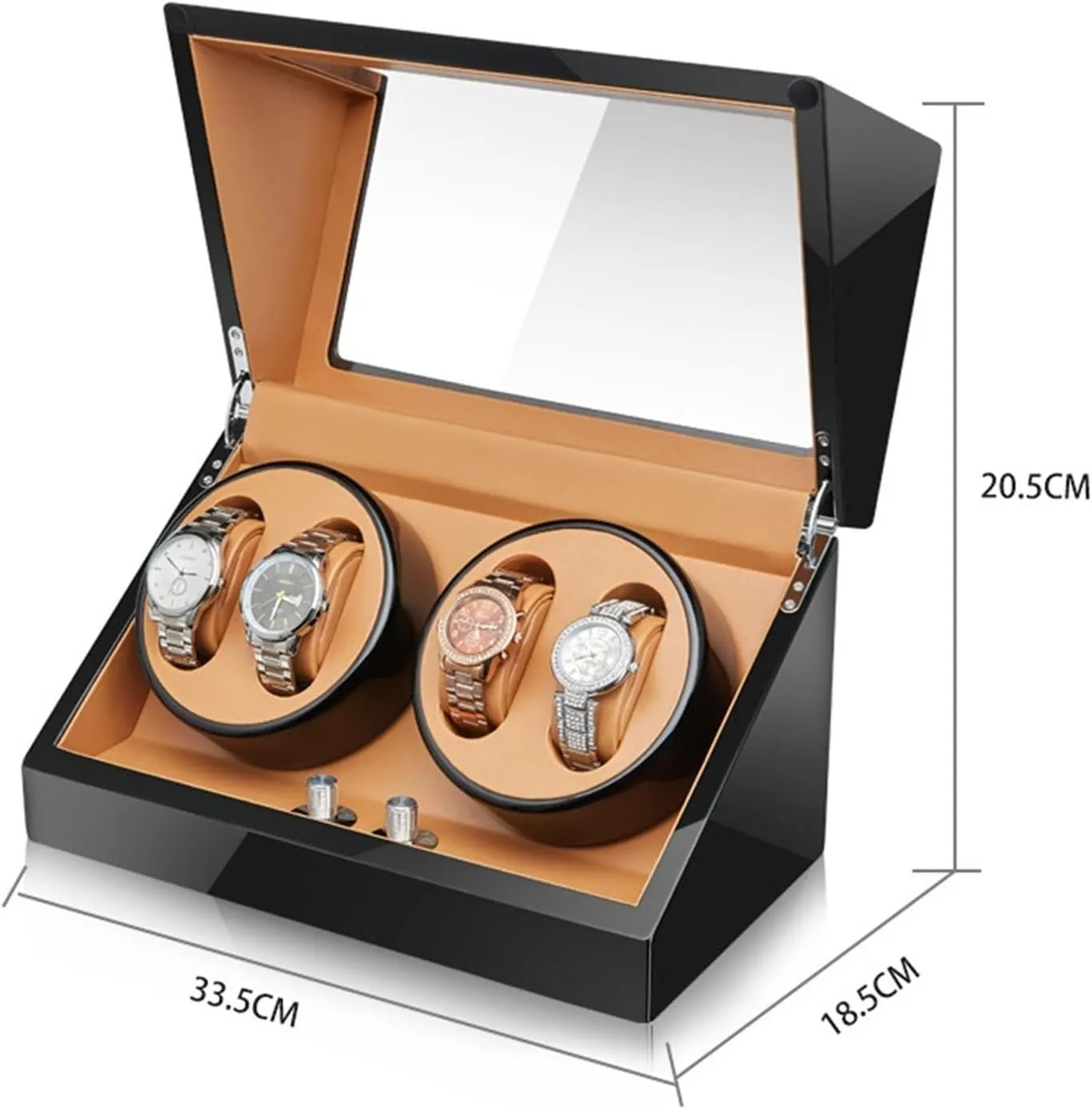 Shell Piano Self Winding Watch Rotator Box with Quiet Motor Dual Power Supply,D Automatic Watch Winder for 4 Watches ultimatum middleman Luxury Mechanical Watch Storage Case Wood 