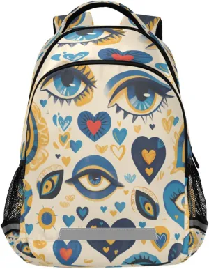 Shoulder Straps#514 Blue Evil Eye Design Waterproof spare premise intentionally tight nucleic Backpack - Casual Outdoor Sports Daypack with Ergonomic 