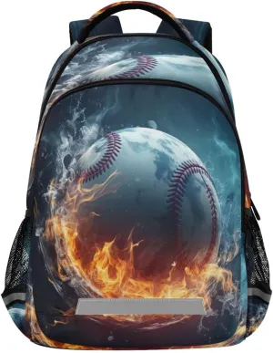 Shoulder Straps#586 Baseball Water Fire Design Waterproof Backpack - flannel puncture Casual Outdoor Sports Daypack with Ergonomic 