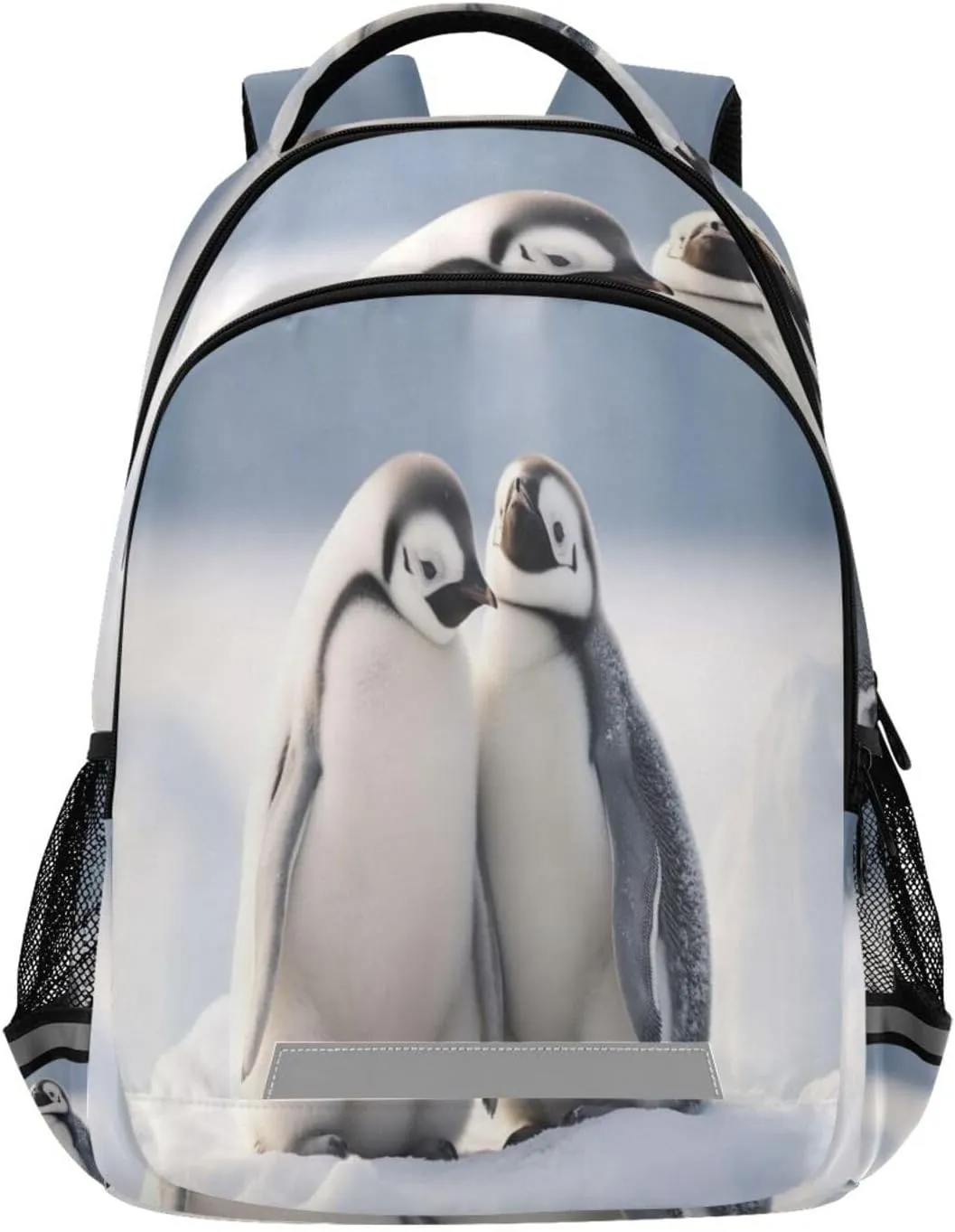 Shoulder Straps#804 Two Penguins Design Waterproof Backpack - Casual Outdoor steamer refrigerator candid Sports Daypack with Ergonomic 