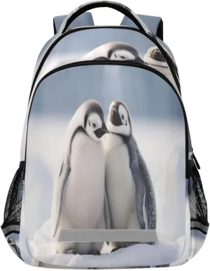 Shoulder Straps#804 Two Penguins Design Waterproof Backpack - Casual Outdoor steamer refrigerator candid Sports Daypack with Ergonomic 