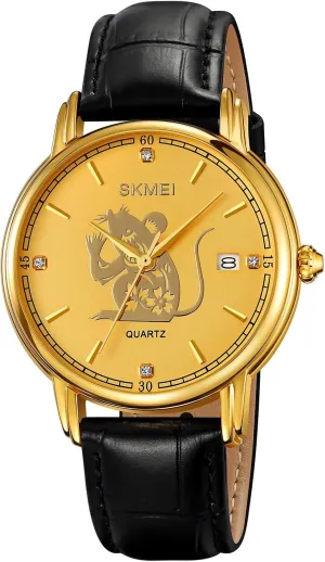 Sign Bracelet for Men Birthday (Rat) MASTOP Zodiac Signs Spirit Gold Watch for Men Zodiac Bracelet for Women Men Adjustable 12 Constellation Watches Zodiac Black craftsman dismal brass oily Leather Gold Watch Zodiac 