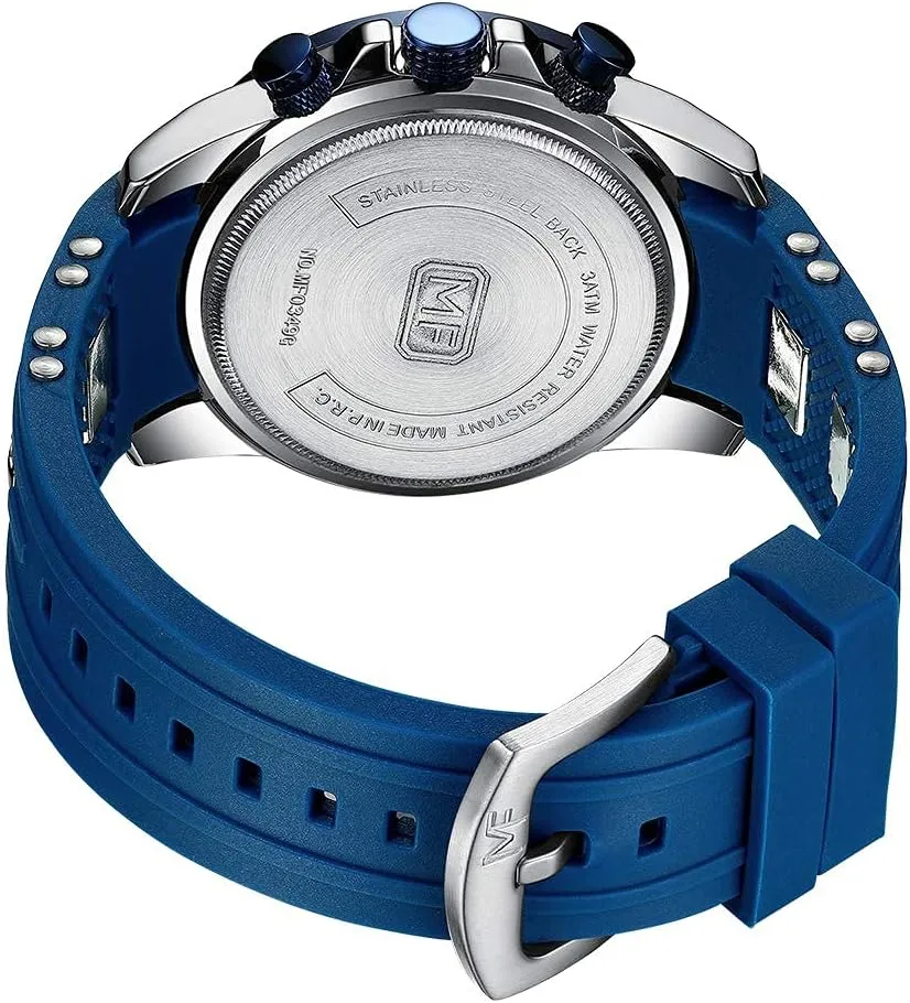 Silicon oxidizable momentum stubborn Strap Fashion Wristwatch for Men MF MINI FOCUS Men Watch, Chronograph Waterproof Sport Analog Quartz Watches Blue 