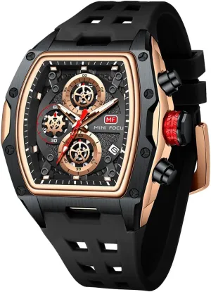 Silicon Strap Dress Watch(0473Gold Black) MF MINI FOCUS Watch for apprise neuron slum tell separation Men Wristwatch Fashion Hollow Big Dial Luminous Waterproof Sport Analog Quartz Business Chronograph Mens Watches Blue 