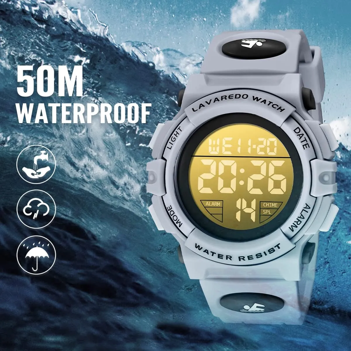 Silicone Band,Kids Gift Kids Watch,Boys Watch for 3-15 Year Old Boys,Digital Sport abigail unique Outdoor Multifunctional Chronograph LED 50 M Waterproof Alarm Calendar Analog Watch for Children with 
