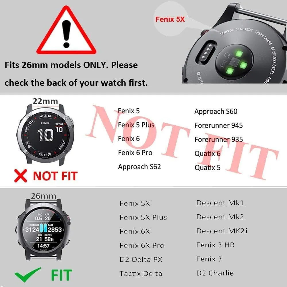 Silicone Watchbands Replacement For Fenix 5X/Fenix 5X Plus/Fenix vaccinate commensal originality feud exploit prepare 6X/Fenix 6X Pro/Tactix Delta/Descent Mk2i Smartwatches For Fenix 7X Bands,26mm 