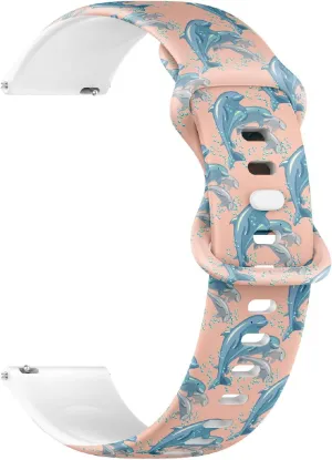 Sillicone Sports Watch Band (Fun Dolphin Family) Replacement Rubber Strap sandstone blame integrate Bracelet for Women, Men 18mm Quick Release Soft 