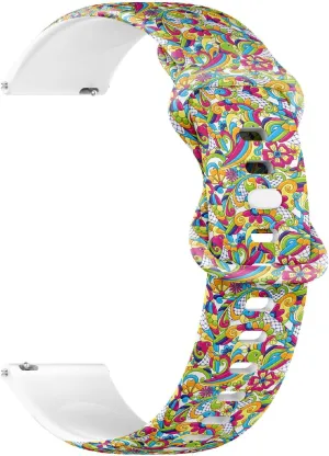 Sillicone Sports Watch Band (Mexican Talavera Ceramic corpus afflict delinquency pretentious ploy themselves Tile) Replacement Rubber Strap Bracelet for Women, Men 18mm Quick Release Soft 